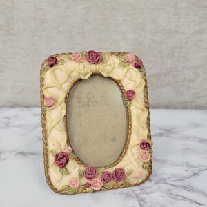 Vintage Dezine Hand Painted Floral Cream and Pink Photo Frame